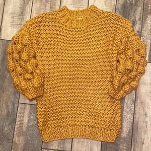 MACARON Mustard Chunky Bubble Knit Sweater
